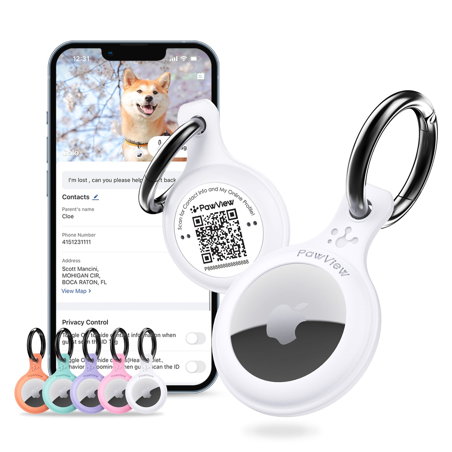 Dog tracker collar GPS with Apple AirTag integration