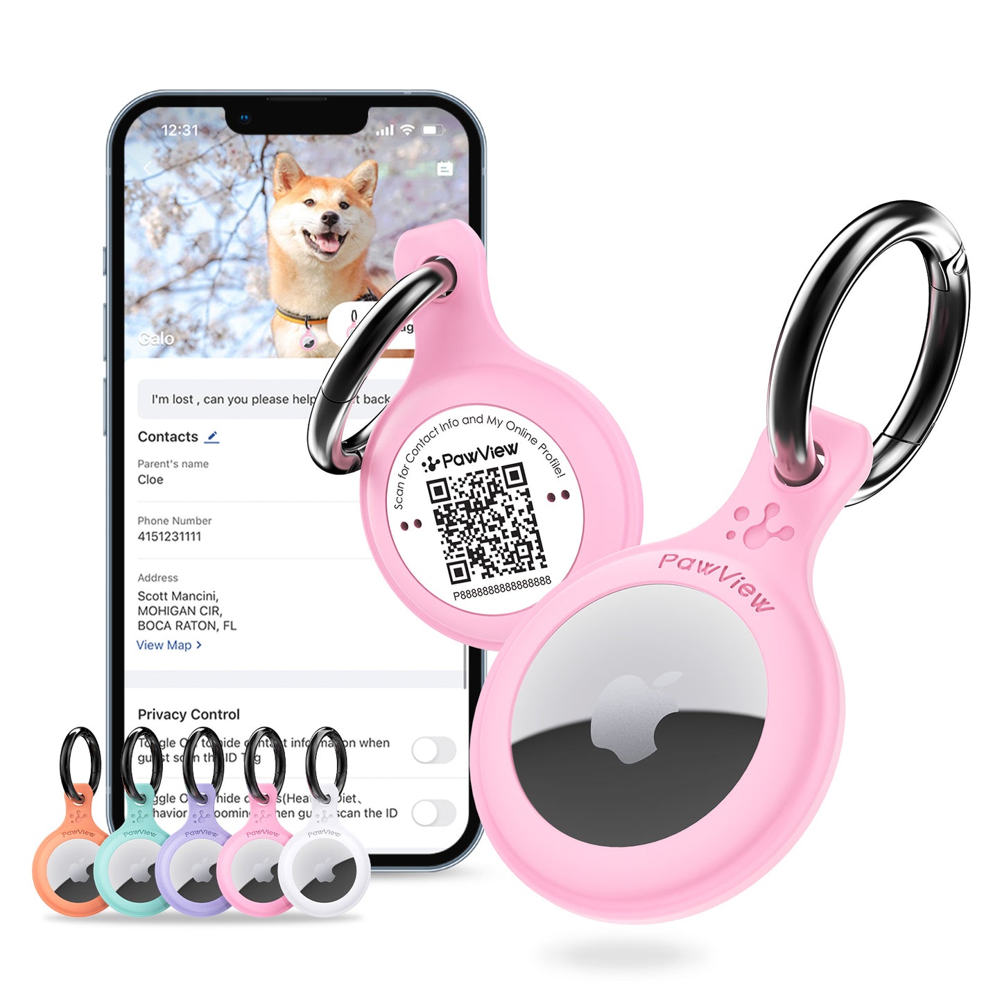 Cat collar tracker with Apple Find My Network compatibility