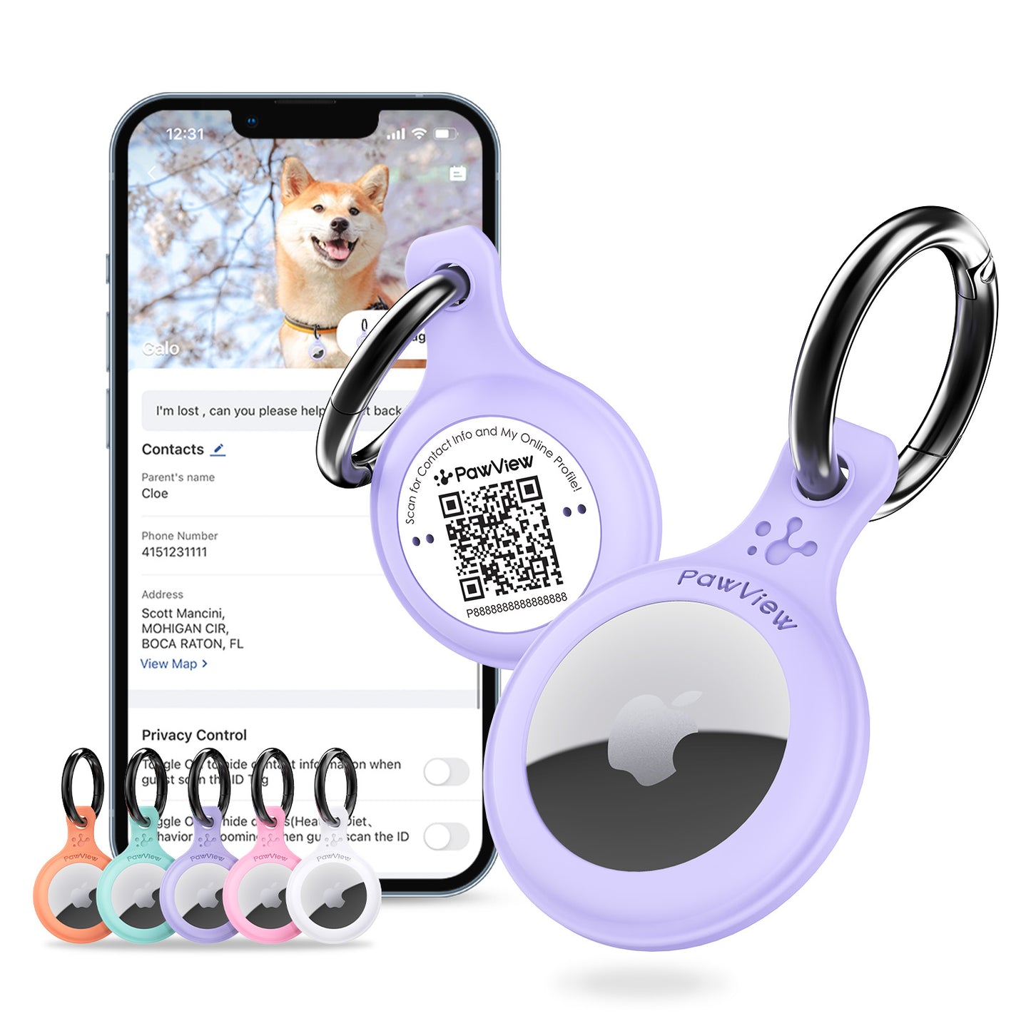 AirTag dog collar with integrated pet management app