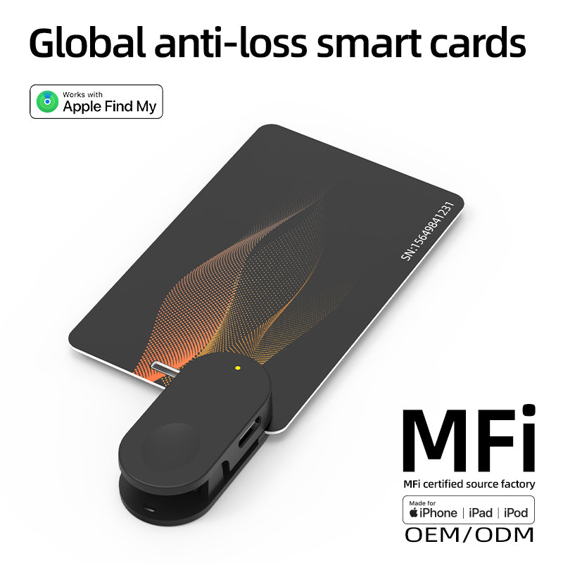 Find My wallet tracker card compatible with Apple devices