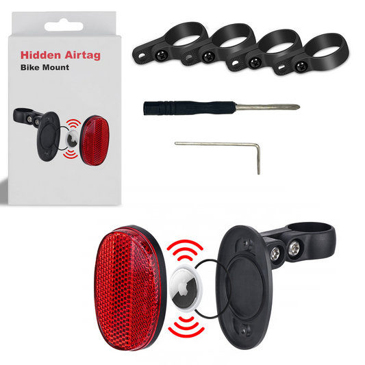 Bike reflector with hidden AirTag compartment for discreet tracking