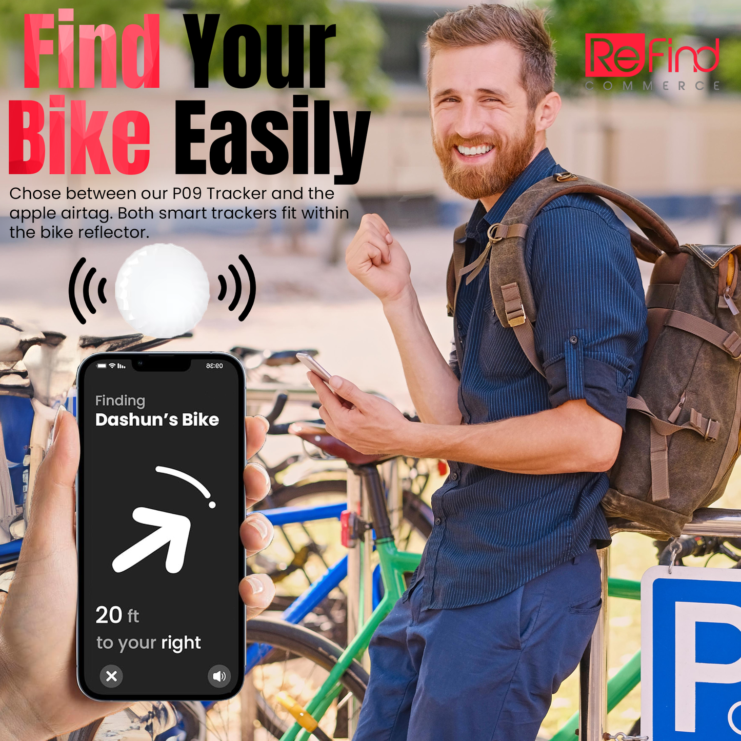 GPS Tracker Bicycle | Airtag Bike Reflector | ReFind

