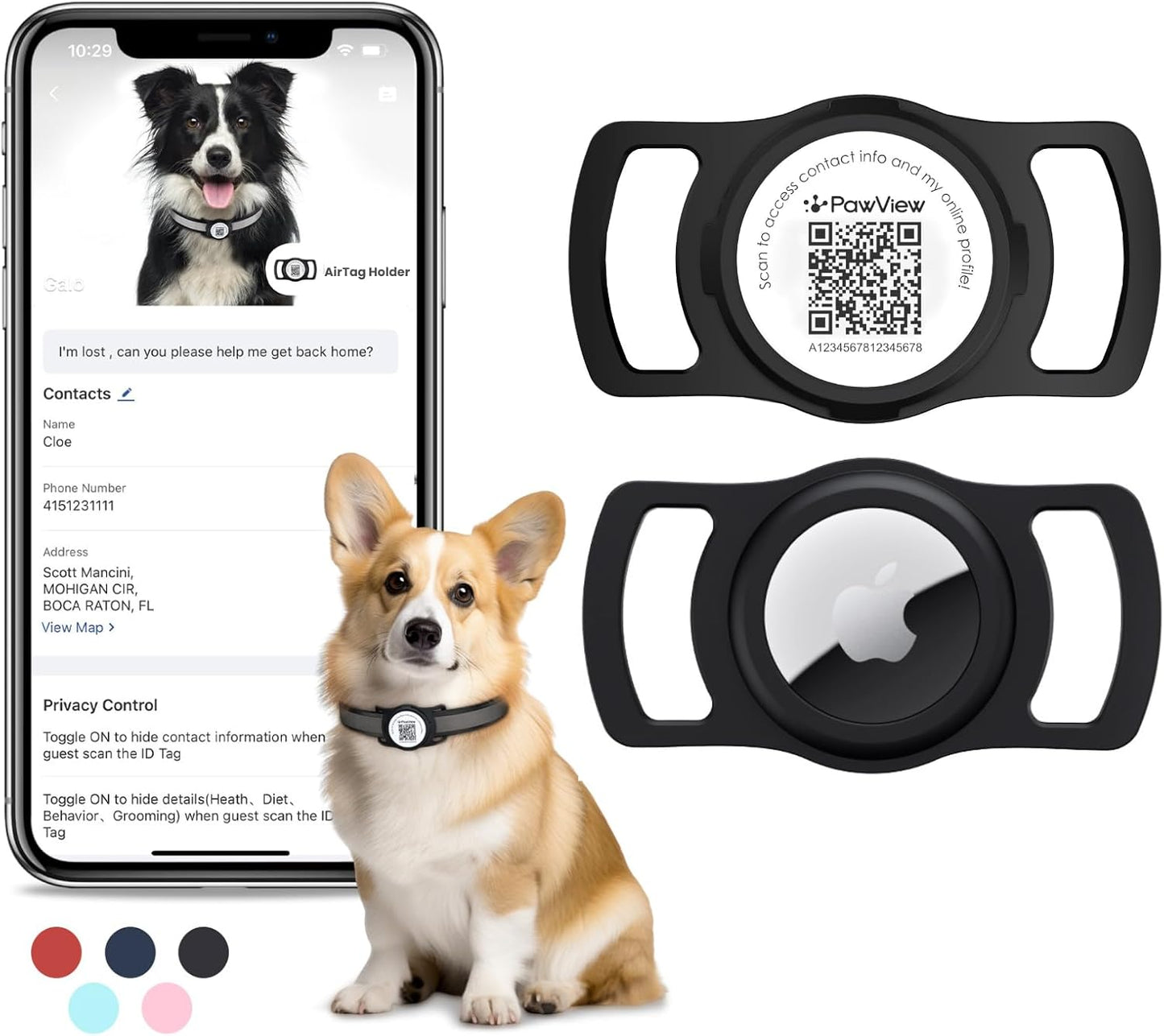 Dog tracker with no monthly fees and QR ID features