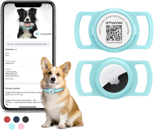 AirTag-compatible pet collar holder with free app for tracking