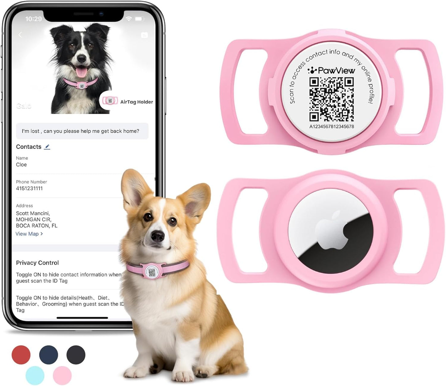 GPS tracker for dogs with Apple AirTag holder