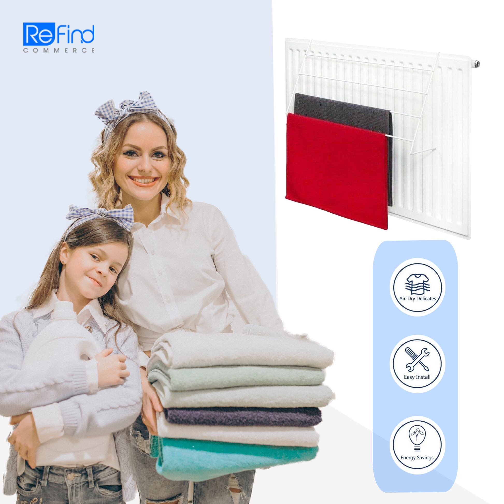 Radiator airer with adjustable hooks for secure attachmen